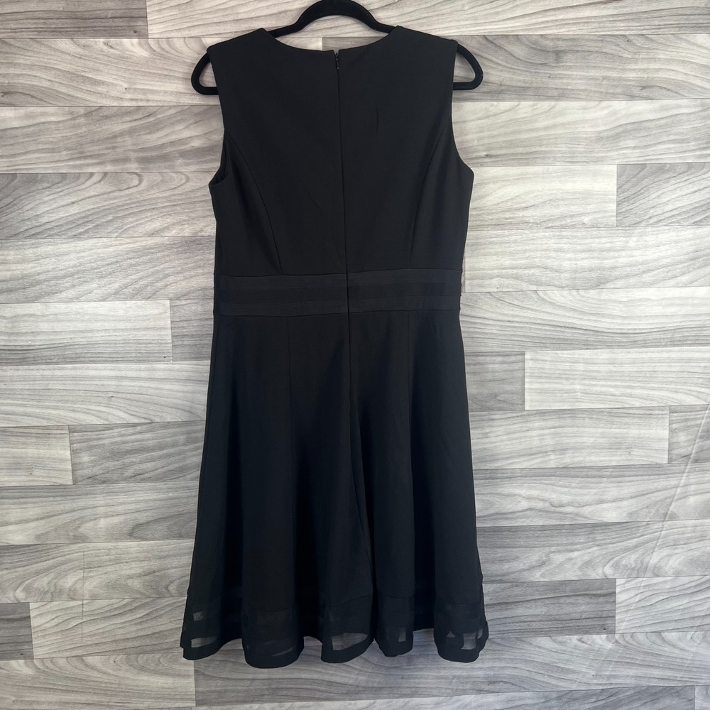 Calvin Klein Fit & Flare Dress Women's 12 Black‎ Sleeveless Round-Neck Back Zip - Picture 11 of 15
